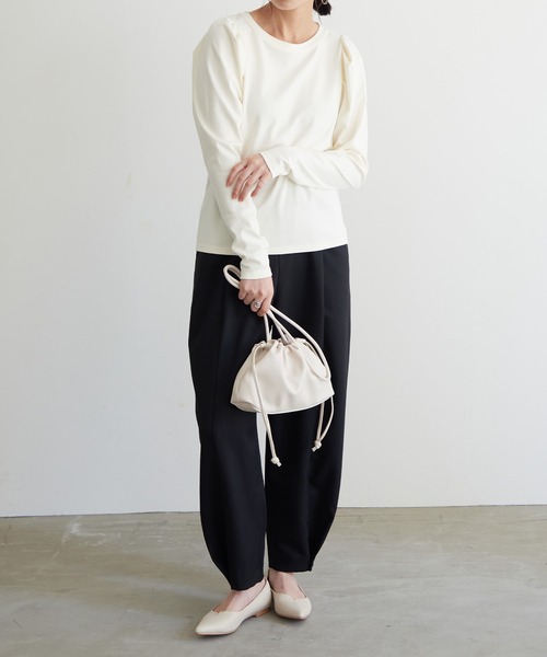 for/c（フォーシー）の「タックスリーブロンT【USAコットン】（Tシャツ/カットソー・レディース・アイボリー/ブラック・M/L/LL）」の17枚目の写真