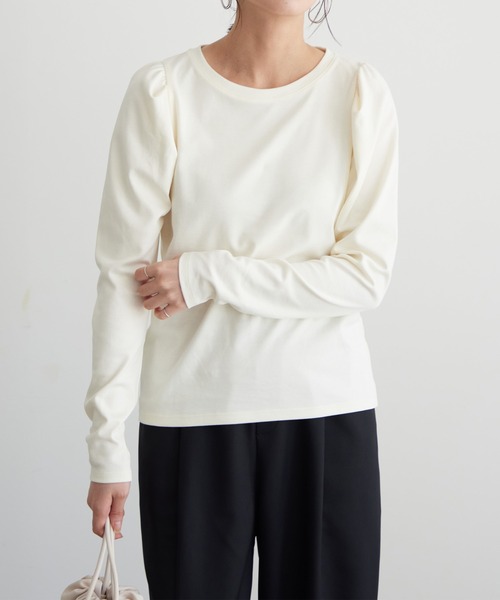 for/c（フォーシー）の「タックスリーブロンT【USAコットン】（Tシャツ/カットソー・レディース・アイボリー/ブラック・M/L/LL）」の19枚目の写真