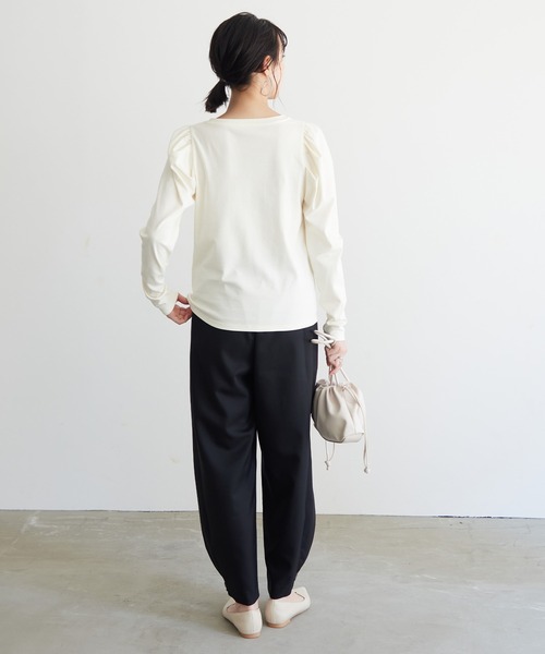 for/c（フォーシー）の「タックスリーブロンT【USAコットン】（Tシャツ/カットソー・レディース・アイボリー/ブラック・M/L/LL）」の22枚目の写真