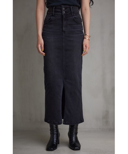 AZUL by moussy（アズールバイマウジー）の「AZUL DENIM/15TH ハイウエストスカート（デニムスカート・レディース・ライトブラック・X-SMALL/SMALL/LARGE/MEDIUM）」の6枚目の写真