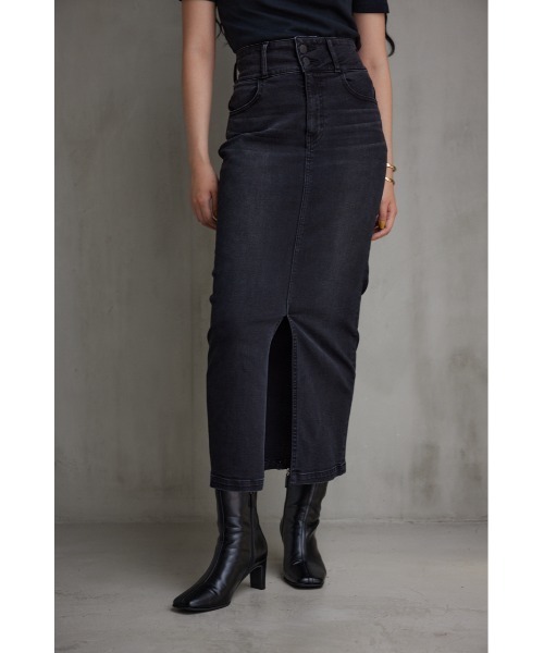 AZUL by moussy（アズールバイマウジー）の「AZUL DENIM/15TH ハイウエストスカート（デニムスカート・レディース・ライトブラック・X-SMALL/SMALL/LARGE/MEDIUM）」の12枚目の写真