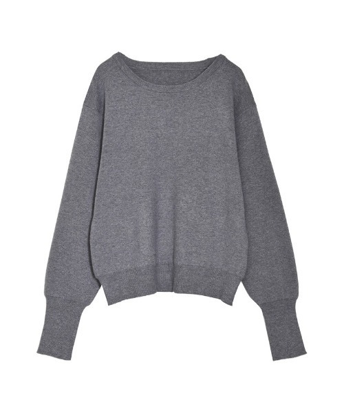 ルネ rene トップス チューリップ袖 パール 34 新色追加]ミラノリブ袖ボタンクルーネックニットトップス