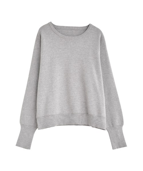 セール】[新色追加]ミラノリブ袖ボタンクルーネックニットトップス