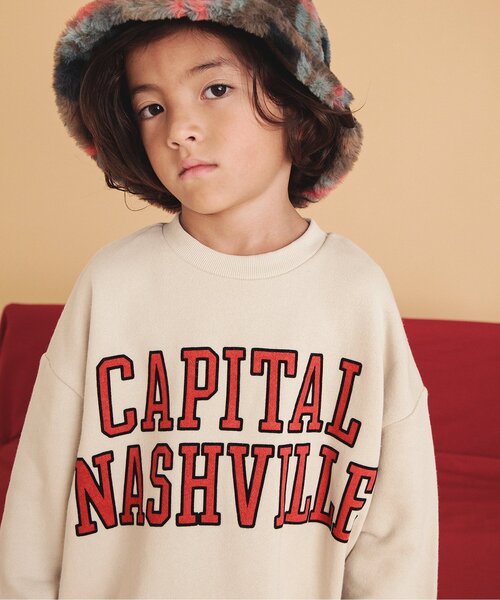 BREEZE(ブリーズ)の「【リンク可能・ユニセックス】ヴィンテージカレッジトレーナー(スウェット・キッズ・キナリ/パープル/ライム/ピンク/エメラルド/イエロー/グレー/ネイビー/チャコール/レインボー・110/80/140/150/100/90/130/120)」の13枚目の写真