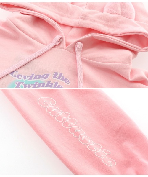 ANAP kids（アナップキッズ）の「2WAYねこ耳ミニ裏毛フーディ（パーカー・キッズ・オフホワイト/ピンク・110cm/100cm/120cm/130cm）」の13枚目の写真