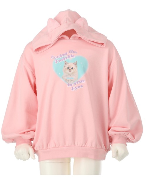 ANAP kids（アナップキッズ）の「2WAYねこ耳ミニ裏毛フーディ（パーカー・キッズ・オフホワイト/ピンク・110cm/100cm/120cm/130cm）」の9枚目の写真