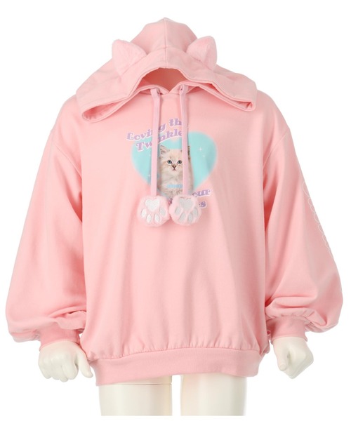 ANAP kids（アナップキッズ）の「2WAYねこ耳ミニ裏毛フーディ（パーカー・キッズ・オフホワイト/ピンク・110cm/100cm/120cm/130cm）」の10枚目の写真