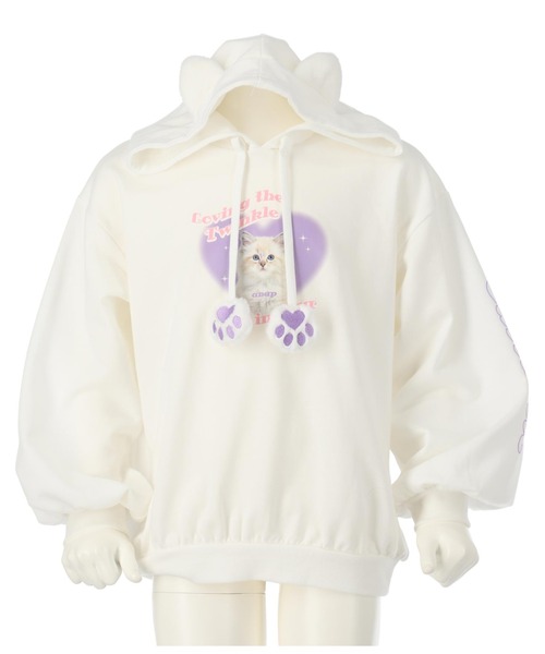 ANAP kids（アナップキッズ）の「2WAYねこ耳ミニ裏毛フーディ（パーカー・キッズ・オフホワイト/ピンク・110cm/100cm/120cm/130cm）」の22枚目の写真