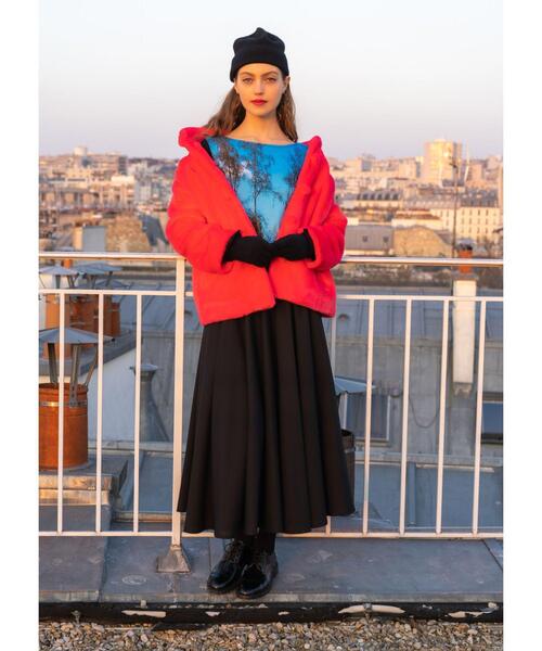 アニエスベー agnesb. ジャケット ライダース ファー ボア ピンク アニエスベー agnesb. ジャケット ライダース ファー ボア ピンク