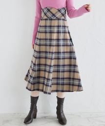 tocco closet | コルセット風スカラップカット後ろレースアップチェックスカート(スカート)