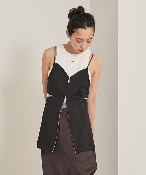 フロントジップサイドカットビスチェ（キャミソール）｜miette（ミエット）