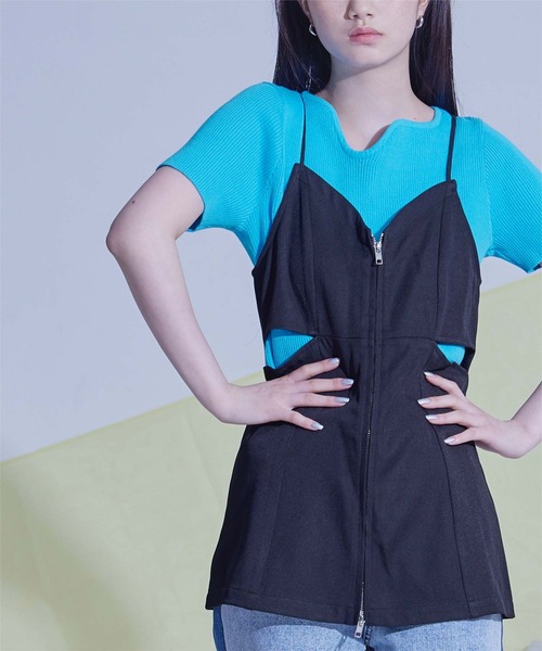 フロントジップサイドカットビスチェ（キャミソール）｜miette（ミエット）