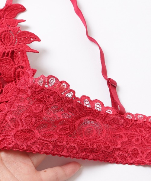 新品　フレンチレースノンワイヤーブラショーツセット　レッド 080 新品 フレンチレースノンワイヤーブラショーツセット レッド 080