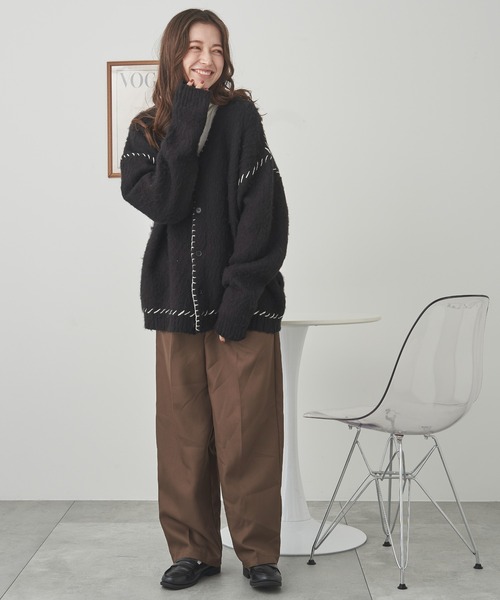 WEGO(ウィゴー)の「WEGO/ハンドステッチモヘアライクカーディガン(カーディガン/ボレロ・メンズ・ブラック/ブルー/ホワイト・MEDIUM/LARGE)」の9枚目の写真