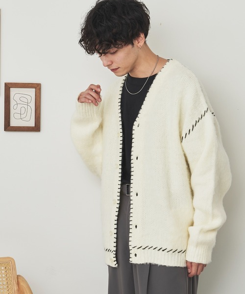 WEGO(ウィゴー)の「WEGO/ハンドステッチモヘアライクカーディガン(カーディガン/ボレロ・メンズ・ブラック/ブルー/ホワイト・MEDIUM/LARGE)」の18枚目の写真