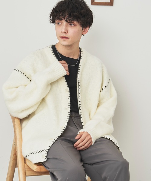 セール】WEGO/ハンドステッチモヘアライクカーディガン（カーディガン