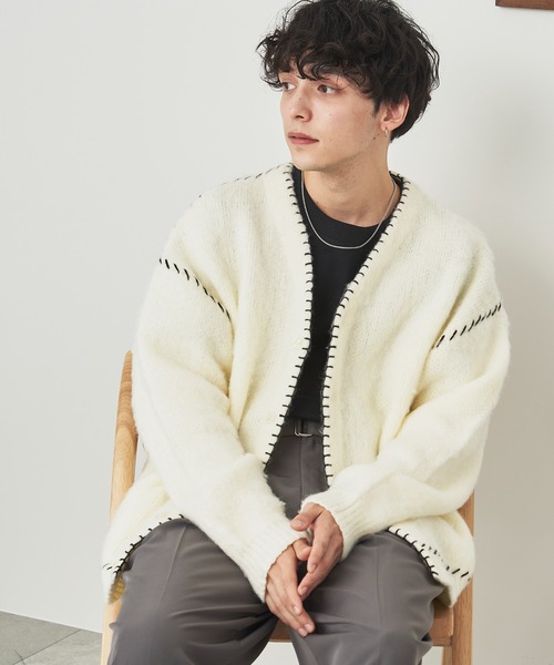 セール】WEGO/ハンドステッチモヘアライクカーディガン（カーディガン