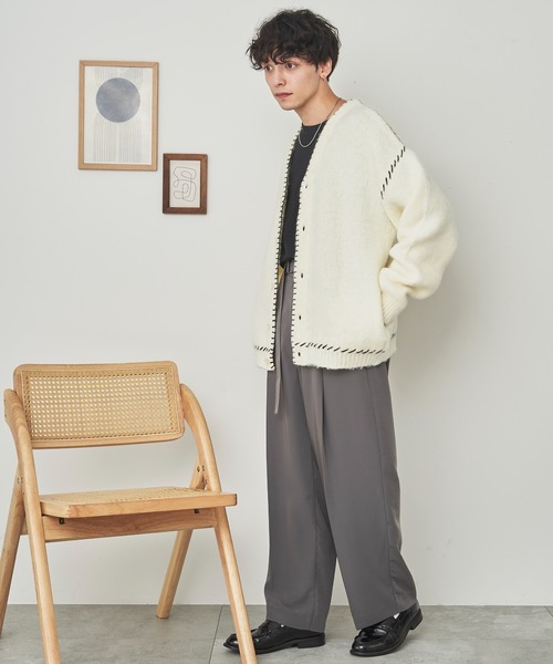 WEGO(ウィゴー)の「WEGO/ハンドステッチモヘアライクカーディガン(カーディガン/ボレロ・メンズ・ブラック/ブルー/ホワイト・MEDIUM/LARGE)」の20枚目の写真