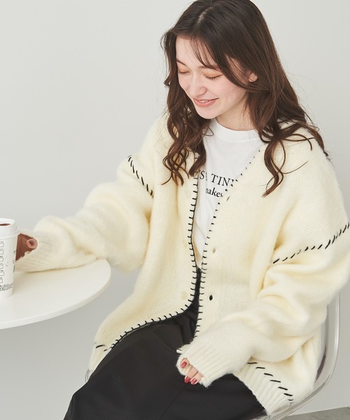 セール】WEGO/ハンドステッチモヘアライクカーディガン（カーディガン