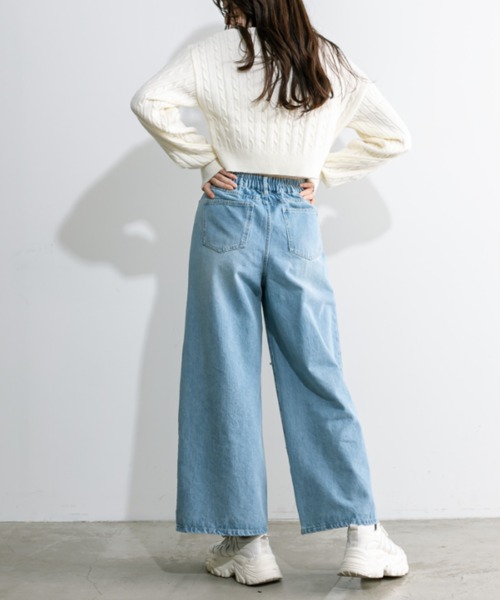 OLIVE des OLIVE（オリーブデオリーブ）の「ハイネックケーブルコンパクトトップス 1032050430（ニット/セーター・レディース・チャコールグレー/サックスブルー/オフホワイト/ブラック・FREE）」の7枚目の写真