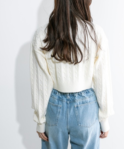 OLIVE des OLIVE（オリーブデオリーブ）の「ハイネックケーブルコンパクトトップス 1032050430（ニット/セーター・レディース・チャコールグレー/サックスブルー/オフホワイト/ブラック・FREE）」の10枚目の写真