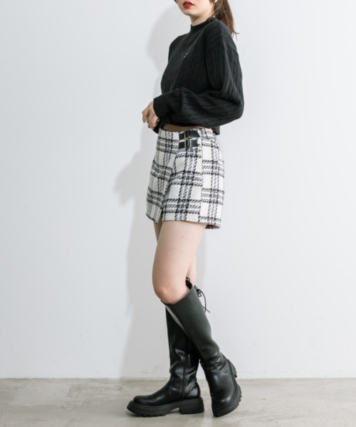 OLIVE des OLIVE（オリーブデオリーブ）の「ハイネックケーブルコンパクトトップス 1032050430（ニット/セーター・レディース・チャコールグレー/サックスブルー/オフホワイト/ブラック・FREE）」の12枚目の写真