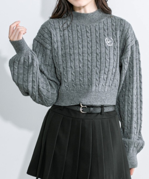 OLIVE des OLIVE（オリーブデオリーブ）の「ハイネックケーブルコンパクトトップス 1032050430（ニット/セーター・レディース・チャコールグレー/サックスブルー/オフホワイト/ブラック・FREE）」の20枚目の写真