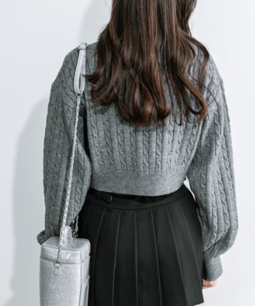 OLIVE des OLIVE（オリーブデオリーブ）の「ハイネックケーブルコンパクトトップス 1032050430（ニット/セーター・レディース・チャコールグレー/サックスブルー/オフホワイト/ブラック・FREE）」の22枚目の写真