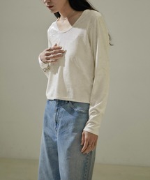 SALON adam et rope' | クラッシュベロア2WAYロングスリーブTシャツ【セットアップ対応・洗える】(Tシャツ/カットソー)