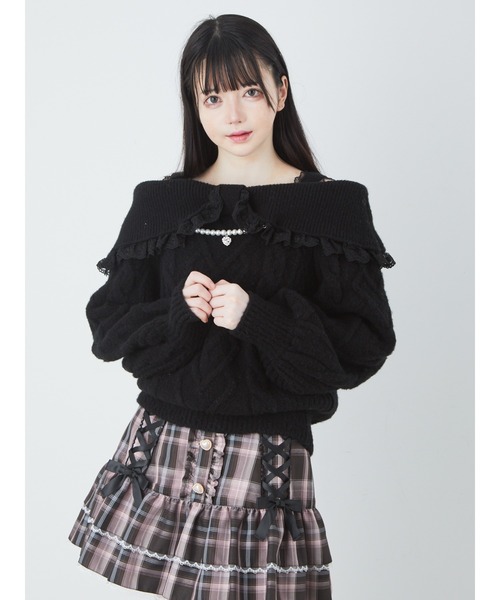 Ank Rouge（アンクルージュ）の「リボンオフショルニットプルオーバー
