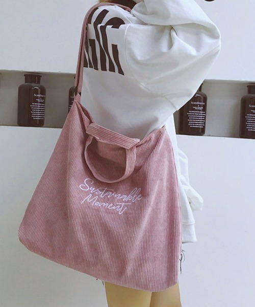 Miniministore（ミニミニストア）の「キャンバスバッグ レディース 刺しゅう（ショルダーバッグ・レディース・ブルー/グリーン/ブラック/ライトブラウン/ピンク/グレー・フリー）」の6枚目の写真