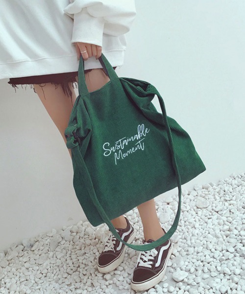Miniministore（ミニミニストア）の「キャンバスバッグ レディース 刺しゅう（ショルダーバッグ・レディース・ブルー/グリーン/ブラック/ライトブラウン/ピンク/グレー・フリー）」の4枚目の写真