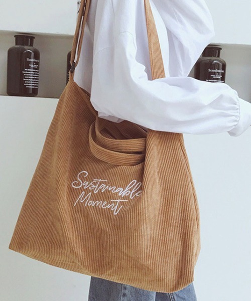Miniministore（ミニミニストア）の「キャンバスバッグ レディース 刺しゅう（ショルダーバッグ・レディース・ブルー/グリーン/ブラック/ライトブラウン/ピンク/グレー・フリー）」の3枚目の写真