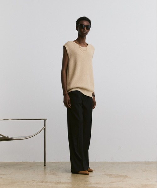 soerte（ソエルテ）の「Loose sleeveless knit / ルーズノースリーブニット（ベスト・メンズ・ベージュ/ブラック・3/2/1）」の15枚目の写真