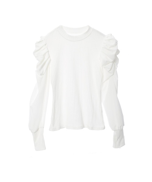 fifth(フィフス)の「パワーショルダーリブトップス(Tシャツ/カットソー・レディース・ブラック/ホワイト・M)」の7枚目の写真