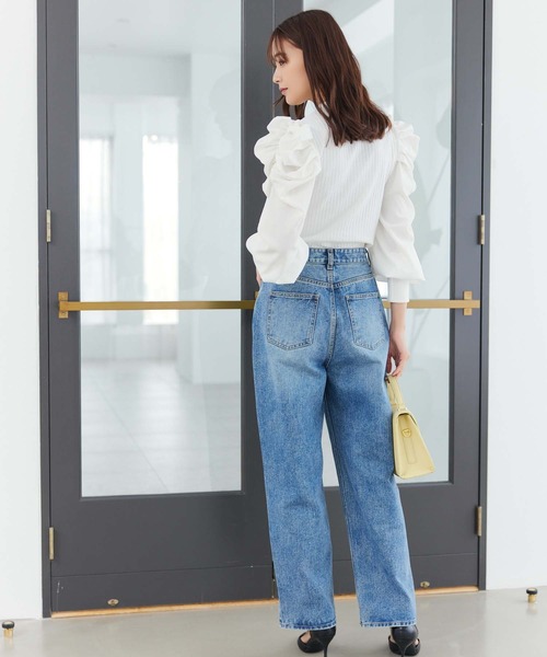 fifth(フィフス)の「パワーショルダーリブトップス(Tシャツ/カットソー・レディース・ブラック/ホワイト・M)」の4枚目の写真