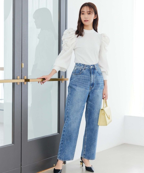 fifth(フィフス)の「パワーショルダーリブトップス(Tシャツ/カットソー・レディース・ブラック/ホワイト・M)」の5枚目の写真