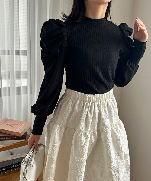 fifth(フィフス)の「パワーショルダーリブトップス(Tシャツ/カットソー・レディース・ブラック/ホワイト・M)」の16枚目の写真