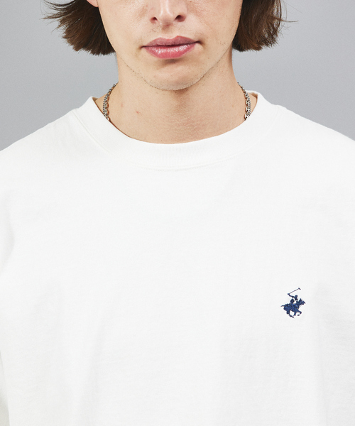 BEVERLY HILLS POLO CLUB（ビバリーヒルズポロクラブ）の「【BEVERLY HILLS POLO CLUB/ビバリーヒルズポロクラブ 】ヘビーウェイトオーバーサイズロゴ ワンポイント ビンテージ 鹿の子クルー半袖Tシャツ天竺クルーT（Tシャツ/カットソー・メンズ・ブラック/グレイッシュブルー/オフホワイト・M/L/XL）」の7枚目の写真