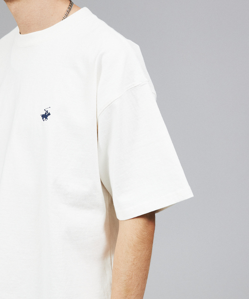 BEVERLY HILLS POLO CLUB（ビバリーヒルズポロクラブ）の「【BEVERLY HILLS POLO CLUB/ビバリーヒルズポロクラブ 】ヘビーウェイトオーバーサイズロゴ ワンポイント ビンテージ 鹿の子クルー半袖Tシャツ天竺クルーT（Tシャツ/カットソー・メンズ・ブラック/グレイッシュブルー/オフホワイト・M/L/XL）」の8枚目の写真