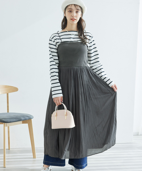 ROPE' PICNIC(ロペピクニック)の「シアーナチュラルヨウリュウベアキャミOP(ワンピース・レディース・ベージュ/チャコールグレー・38)」の3枚目の写真