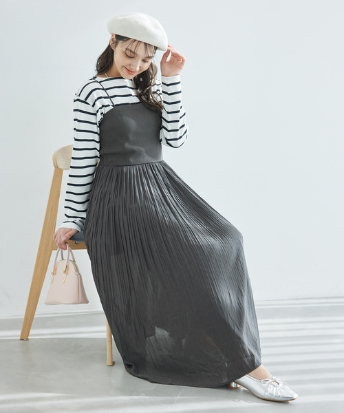 ROPE' PICNIC(ロペピクニック)の「シアーナチュラルヨウリュウベアキャミOP(ワンピース・レディース・ベージュ/チャコールグレー・38)」の7枚目の写真