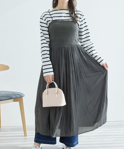 ROPE' PICNIC(ロペピクニック)の「シアーナチュラルヨウリュウベアキャミOP(ワンピース・レディース・ベージュ/チャコールグレー・38)」の2枚目の写真