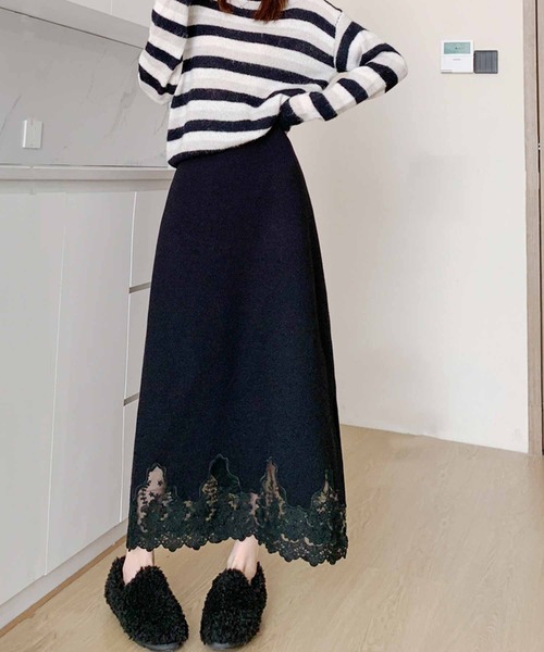 frunco(フランコ)の「裾レースニットスカート(スカート・レディース・ホワイト/ブラック・MEDIUM)」の10枚目の写真