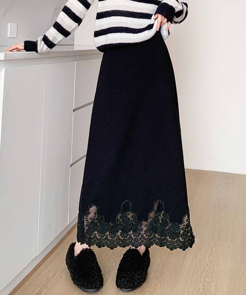 frunco(フランコ)の「裾レースニットスカート(スカート・レディース・ホワイト/ブラック・MEDIUM)」の21枚目の写真