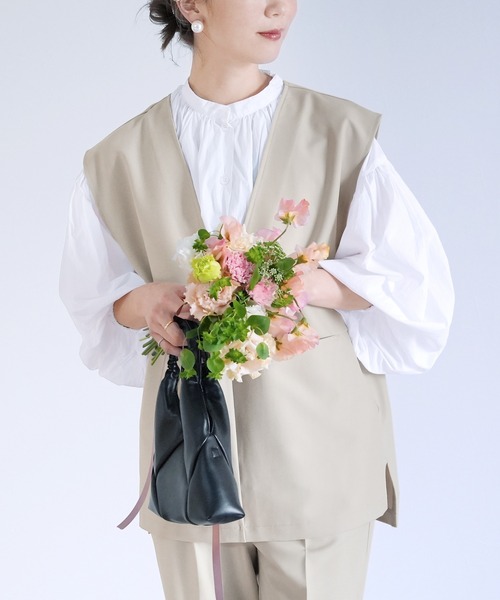 reca（レカ）の「Vネックベスト×テーパードパンツ2点セット（スーツセット・レディース・ブラック/サンドベージュ/グレー・S/M/L/XL）」の9枚目の写真