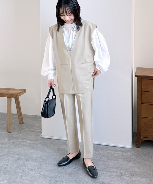 セール】Vネックベスト×テーパードパンツ2点セット（スーツセット