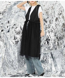 Settimissimo | リネンタッチ 切替チュール ロングジレ ベスト(ベスト)