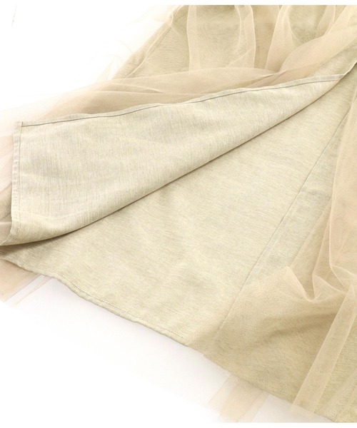 Settimissimo（セッティミッシモ）の「リネンタッチ 切替チュール ロングジレ ベスト（ベスト・レディース・ベージュ/ブラック・M）」の22枚目の写真