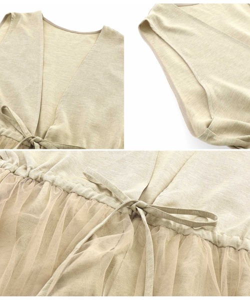 Settimissimo（セッティミッシモ）の「リネンタッチ 切替チュール ロングジレ ベスト（ベスト・レディース・ベージュ/ブラック・M）」の21枚目の写真
